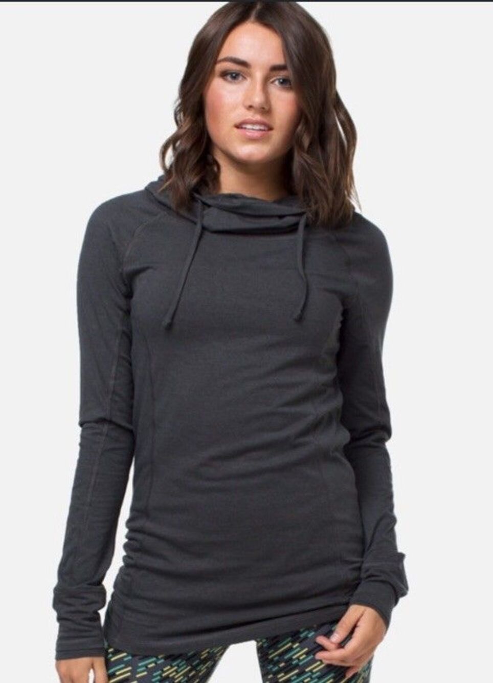 Cariloha Bamboo Cowl Neck Hoodie Womens L Grey Pullover *Missing Drawstring*